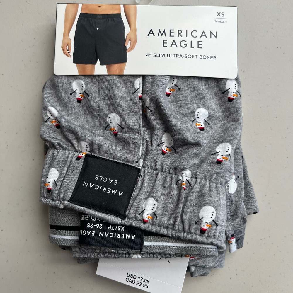 American Eagle Gray Snowman Boxers